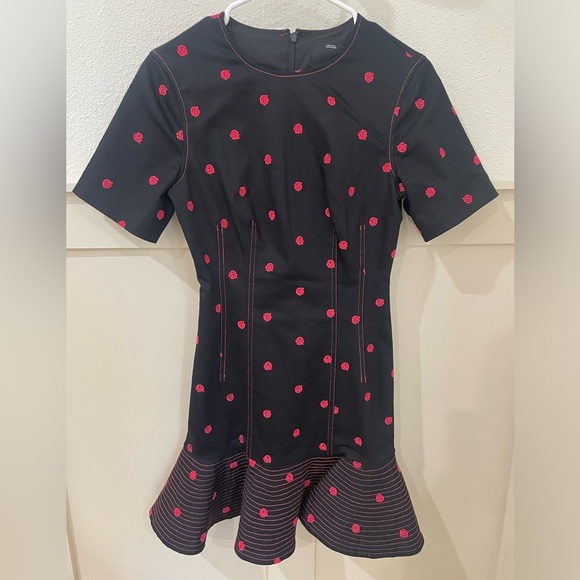 C/MEO Collective Anthropologie Black Pink Floral Rose Embroidered Mini Dress - Picture 1 of 11